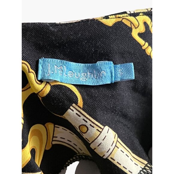 J. McLaughlin Sophia Dress Women's Size Small Black Light Yellow Cheshire Horse - Picture 7 of 9